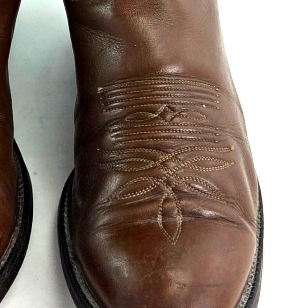 Vintage 1960s Tony Lama Brown Leather Western Cowboy Boots Buckaroo Mens 8D - Picture 7 of 7